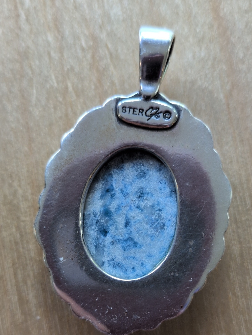 Carolyn Pollack Sterling Silver Denim Lapis Oval Pendant Necklace - Picture 3 of 5